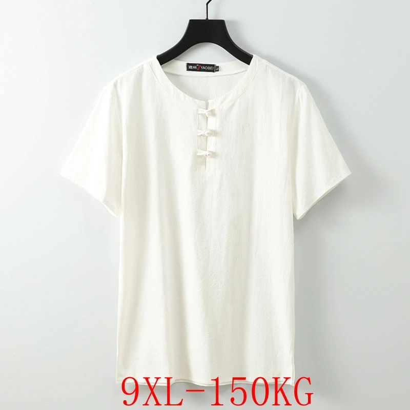 Summer New plus Size Men's Retro Linen T-Shirt 150kg 9XL 8XL 7XL 6XL 5XL Fashion Buckle Short Sleeve Large Size Loose T-Shirt
Summer New plus Size Men's Retro Linen T-Shirt 150kg 9XL 8XL 7XL 6XL 5XL Fashion Buckle Short Sleeve Large Size Loose T-Shirt