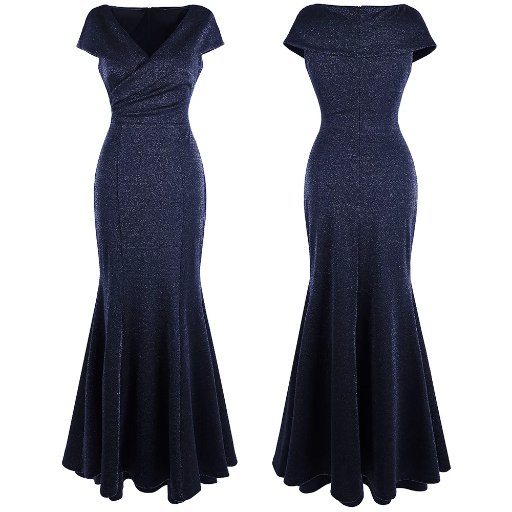Angel-fashions Women's V-Neck Cap Sleeve Pleated Long Formal Evening Dress Sparkly Glitter Bodycon Mermaid Wedding Guest Gown
Angel-fashions Women's V-Neck Cap Sleeve Pleated Long Formal Evening Dress Sparkly Glitter Bodycon Mermaid Wedding Guest Gown