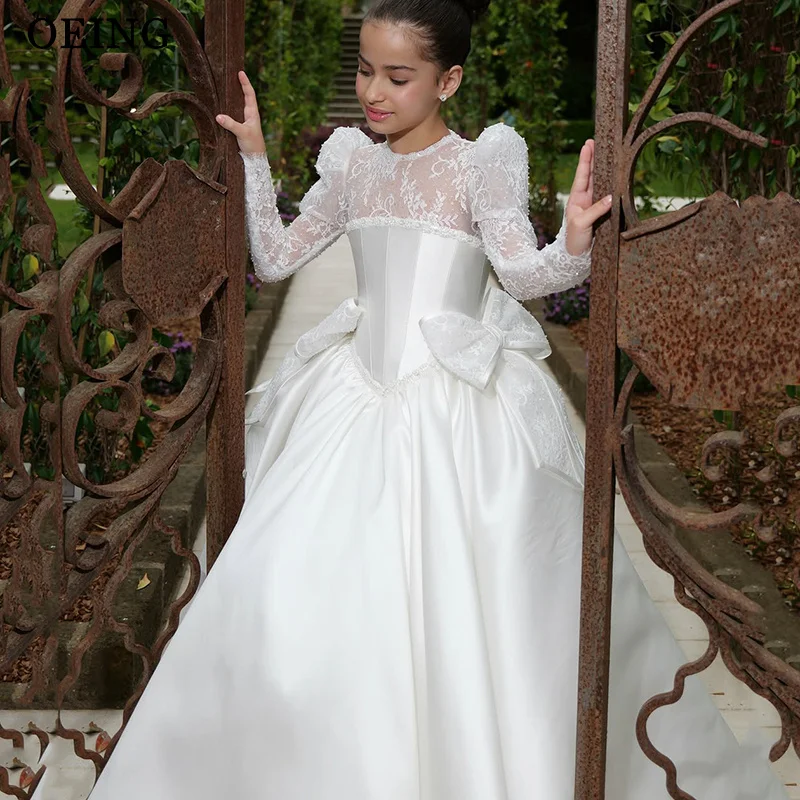 OEING Elegant A-Line Flower Girl Dresses Princess Lace Bows Full Sleeve Wedding Party Dress Draped Birthday Dress Customized
OEING Elegant A-Line Flower Girl Dresses Princess Lace Bows Full Sleeve Wedding Party Dress Draped Birthday Dress Customized