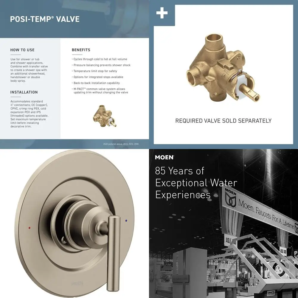 Posi-Temp Pure-Balancing Shower Handle Trim Kit, T2901BN
Posi-Temp Pure-Balancing Shower Handle Trim Kit, T2901BN
