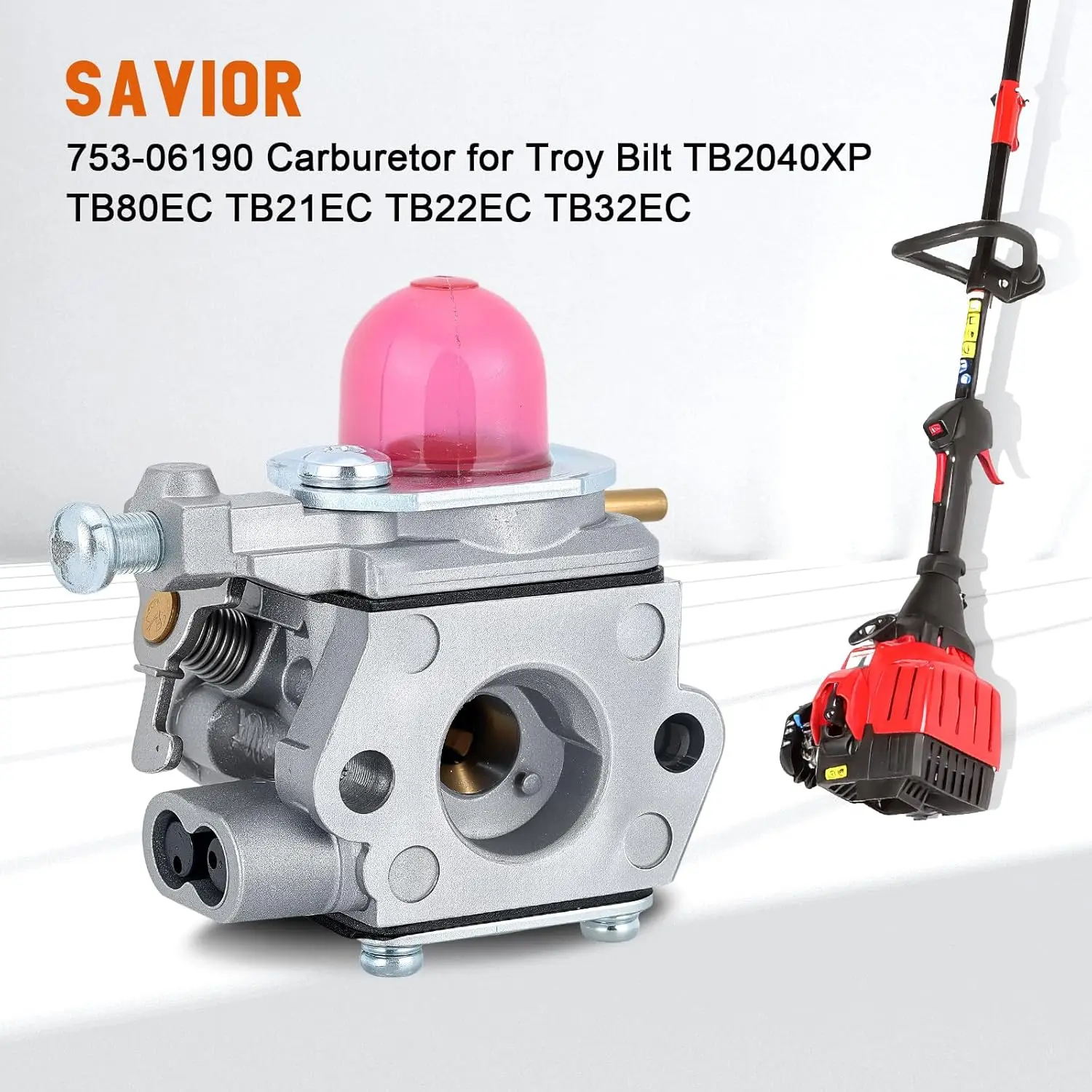 753-06190 Carburetor for Bolens BL110 BL160 BL125 Weedeater Troy Bilt TB2040XP TB80EC TB21EC TB22EC Replace WT-973 753-06423
753-06190 Carburetor for Bolens BL110 BL160 BL125 Weedeater Troy Bilt TB2040XP TB80EC TB21EC TB22EC Replace WT-973 753-06423