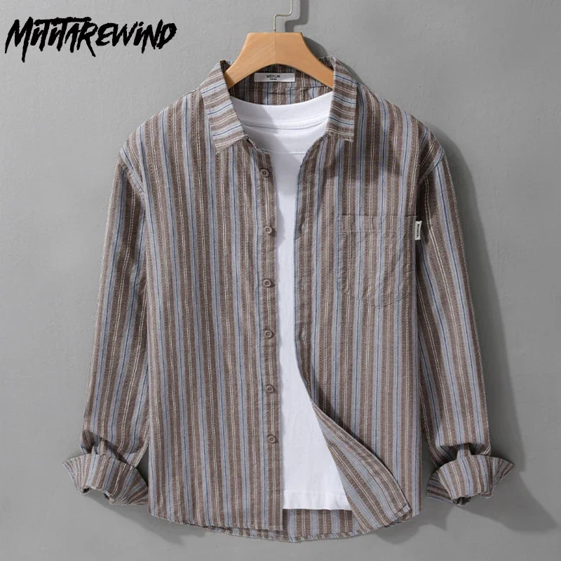 2025 New Men's Striped Shirt Long Sleeve Japan Vintage Casual Shirts Spring Summer 100%Cotton Men Clothing Lapel Top Comfortable
2025 New Men's Striped Shirt Long Sleeve Japan Vintage Casual Shirts Spring Summer 100%Cotton Men Clothing Lapel Top Comfortable