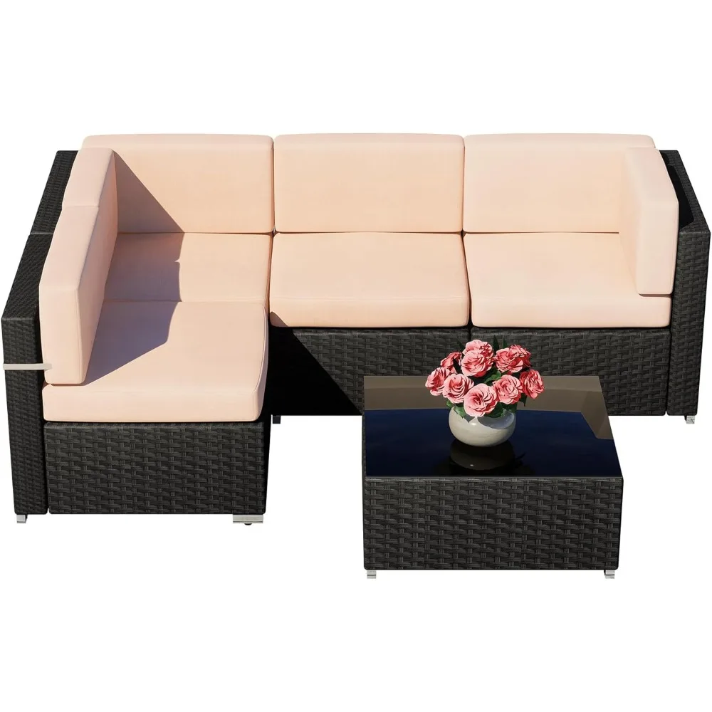Furniture Set-5PCS Modular Outdoor Sectional Wicker Conversation Sofa , Ideal Garden, Poolside, Restaurant Hotel, Beige
Furniture Set-5PCS Modular Outdoor Sectional Wicker Conversation Sofa , Ideal Garden, Poolside, Restaurant Hotel, Beige