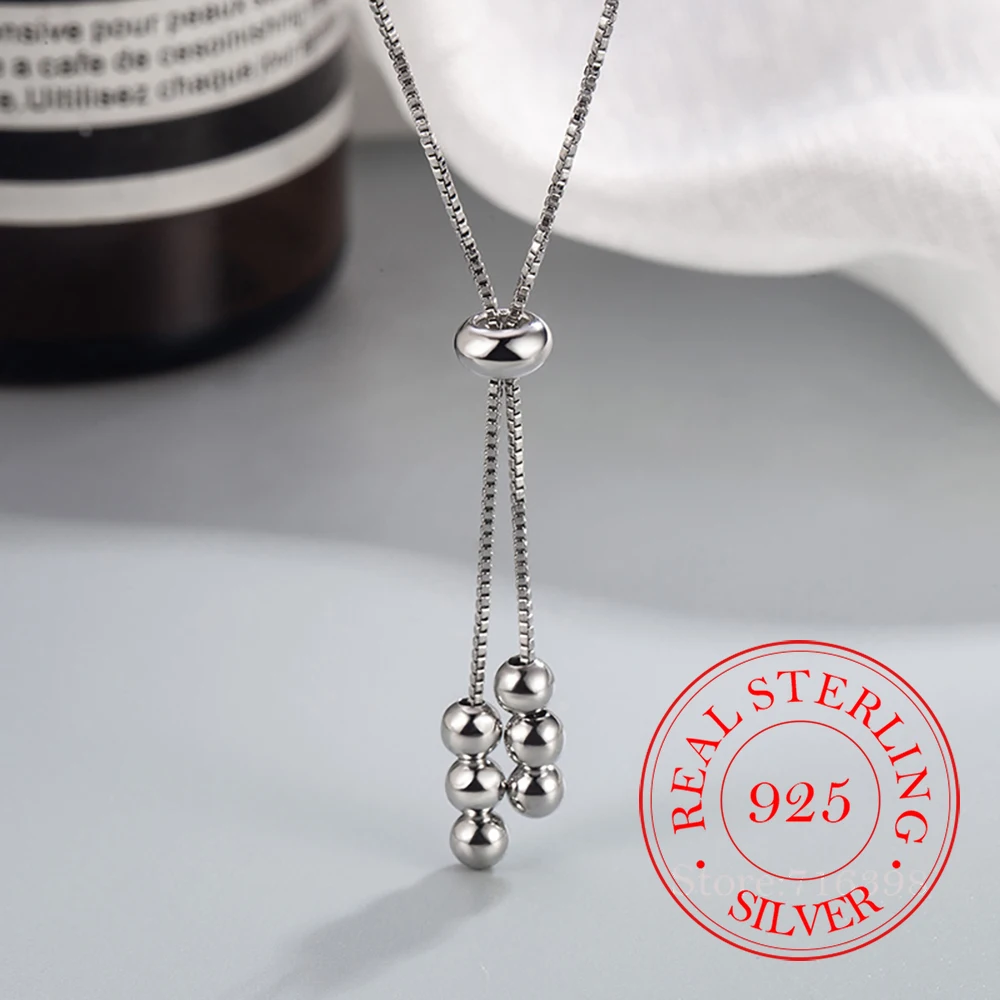 Korean 925 Sterling Silver Round Beads Ball Adjustable Tassel Chains Choker Necklace for Women Girls Female Retro Luxury Jewelry
Korean 925 Sterling Silver Round Beads Ball Adjustable Tassel Chains Choker Necklace for Women Girls Female Retro Luxury Jewelry