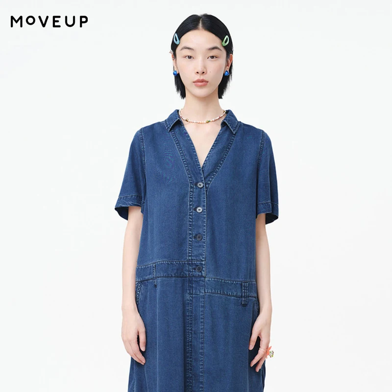 MOVEUP Casual Denim Dress 2026 Summer Turn-Down Collar V-Neck Pocket Asymmetrical Personalized Draped A-Line Dress 125241303
MOVEUP Casual Denim Dress 2026 Summer Turn-Down Collar V-Neck Pocket Asymmetrical Personalized Draped A-Line Dress 125241303