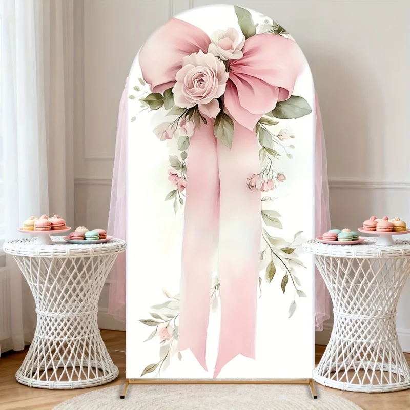 VIKAMA Pink Bow Floral Arch Backdrop Watercolor Rose Print Outdoor Garden Wedding Arch Cover Bridal Shower Party Decoration
VIKAMA Pink Bow Floral Arch Backdrop Watercolor Rose Print Outdoor Garden Wedding Arch Cover Bridal Shower Party Decoration