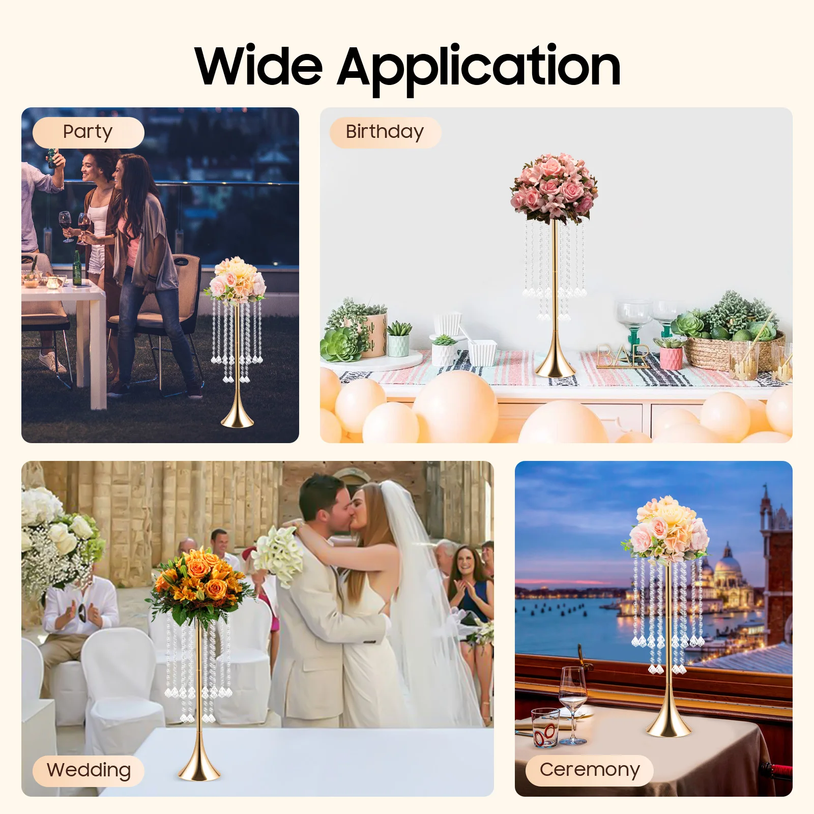 10 шт. Золотая подставка для вазы для цветов высотой 55 см с акриловыми бусинами для свадебного декора стола
10 шт. Золотая подставка для вазы для цветов высотой 55 см с акриловыми бусинами для свадебного декора стола