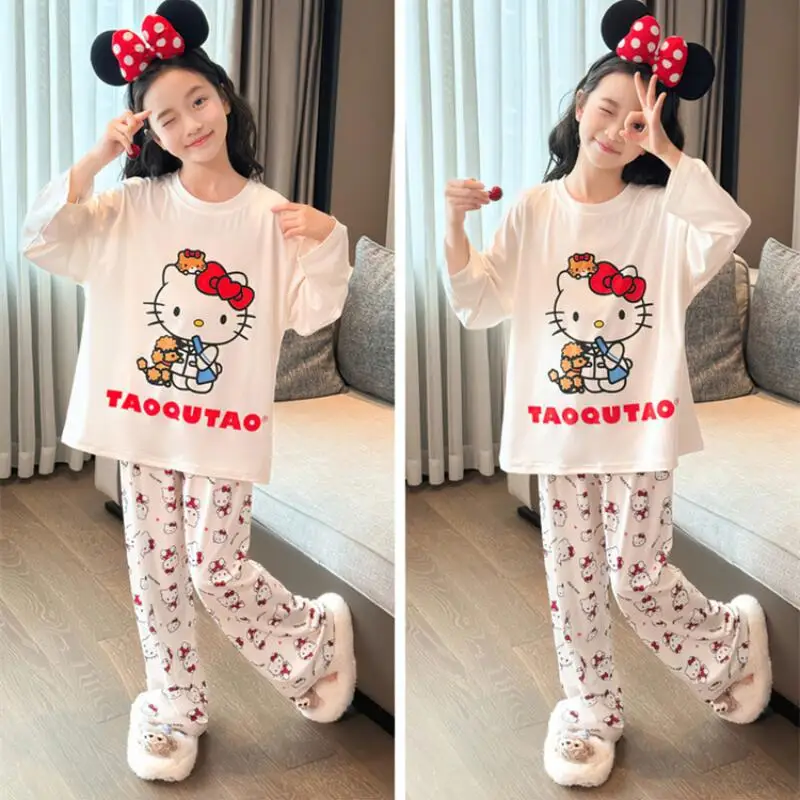 Hot Sanrio Girl Pajama Set Hello Kitty Kawaii Student Autumn Round Neck Long-Sleeved Tops Pants Children's Clothing New Style
Hot Sanrio Girl Pajama Set Hello Kitty Kawaii Student Autumn Round Neck Long-Sleeved Tops Pants Children's Clothing New Style
