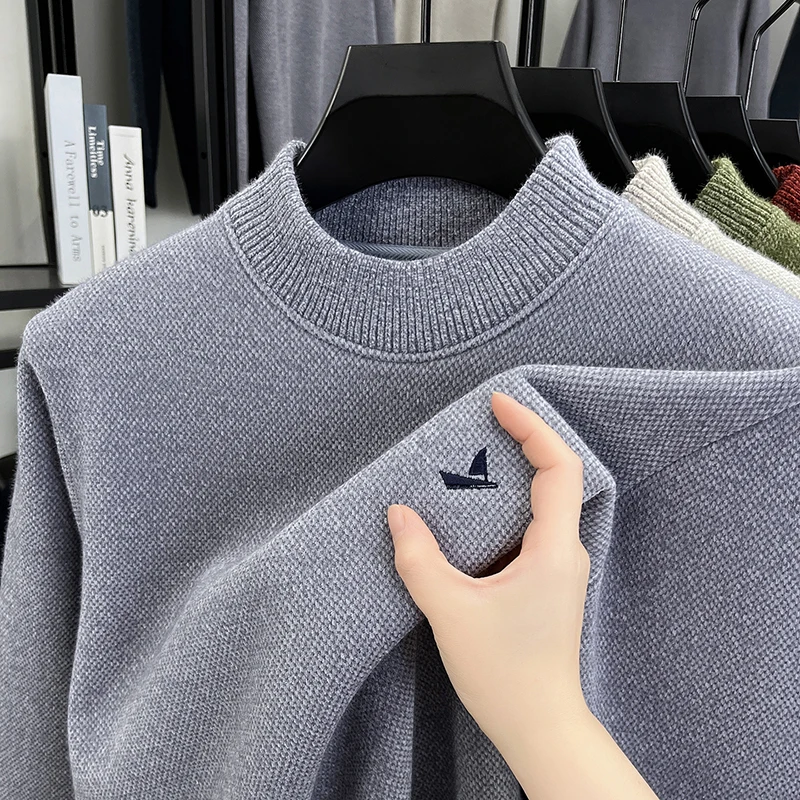 Легкий роскошный брендовый мужской теплый вязаный свитер с круглым вырезом и длинными рукавами, осенне-зимний модный толстый пуловер с вышивкой-парусником
Легкий роскошный брендовый мужской теплый вязаный свитер с круглым вырезом и длинными рукавами, осенне-зимний модный толстый пуловер с вышивкой-парусником