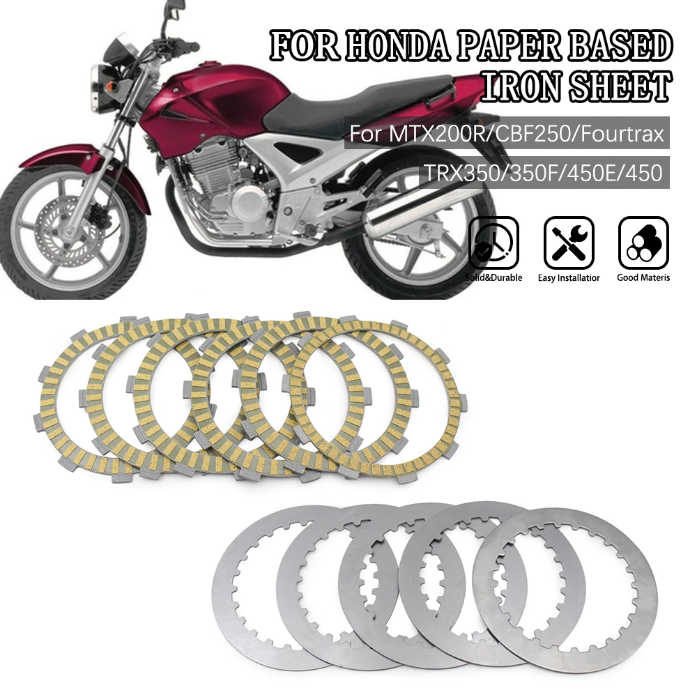 Motorcycle Part Clutch Friction Plates & Steel Plate Kit For HONDA MTX 200R CBF 250 TRX 350 TRX350F Fourtrax TRX450E TRX 450
Motorcycle Part Clutch Friction Plates & Steel Plate Kit For HONDA MTX 200R CBF 250 TRX 350 TRX350F Fourtrax TRX450E TRX 450