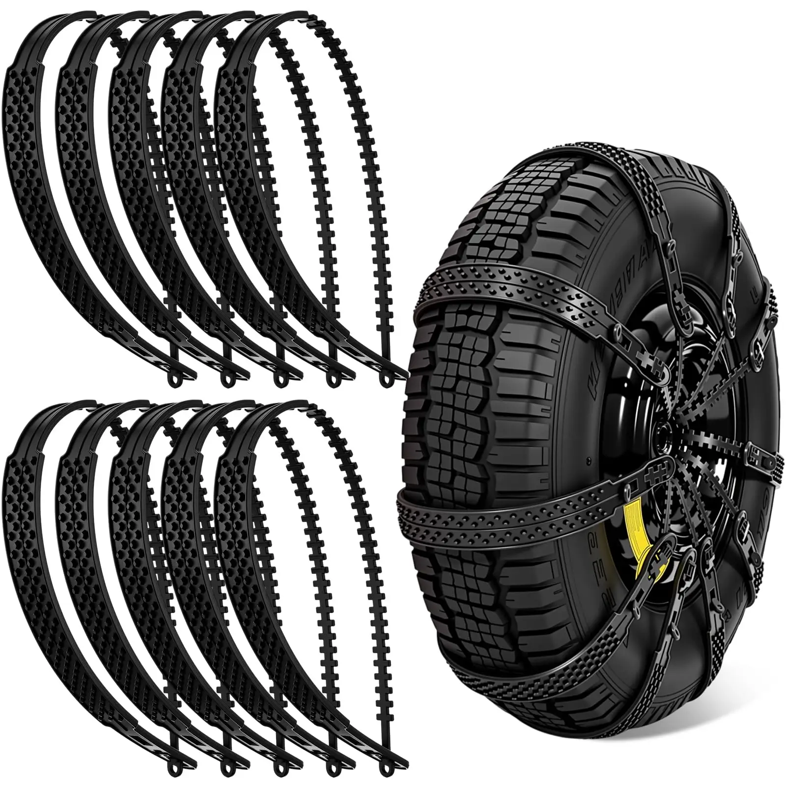 20 Black TPU Universal Winter Tire Chains For Snow Ice Mud Traction Anti-Slip Safety Straps Car Emergency Use
20 Black TPU Universal Winter Tire Chains For Snow Ice Mud Traction Anti-Slip Safety Straps Car Emergency Use