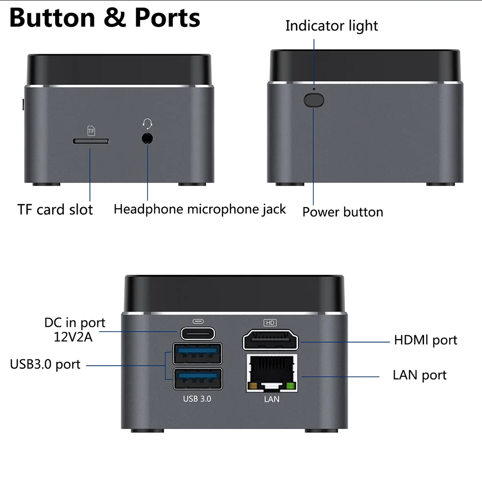 Мини-компьютер Mini Host M1T на базе Intel Gemini Lake N5030 с Windows 11, 8 ГБ LPDDR4, 512 ГБ SSD, 2.5G-I226, BT 5.1, двухдиапазонным Wi-Fi 6, поддержкой 4K HD, портативный.
Мини-компьютер Mini Host M1T на базе Intel Gemini Lake N5030 с Windows 11, 8 ГБ LPDDR4, 512 ГБ SSD, 2.5G-I226, BT 5.1, двухдиапазонным Wi-Fi 6, поддержкой 4K HD, портативный.