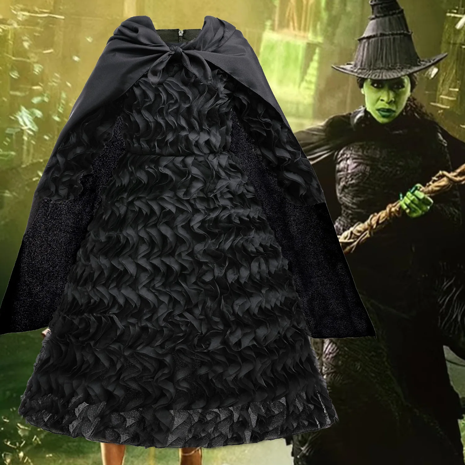 Girl Wicked Elphaba Cosplay Costume Black Wicked Witch Dress With Cape Costume Halloween Costumes Party
Girl Wicked Elphaba Cosplay Costume Black Wicked Witch Dress With Cape Costume Halloween Costumes Party