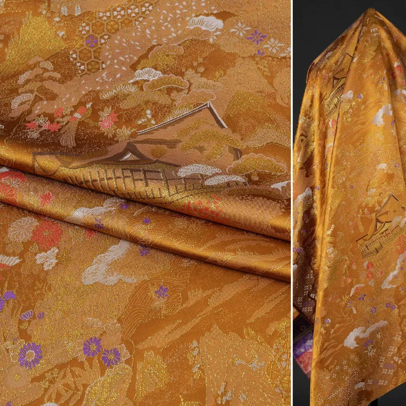 Golden Orange Gilded Pavilion Floral Brocade Satin Jacquard Fabric Soft Silky Lustrous Elegant Jacket Skirt DIY Craft Material
Golden Orange Gilded Pavilion Floral Brocade Satin Jacquard Fabric Soft Silky Lustrous Elegant Jacket Skirt DIY Craft Material
