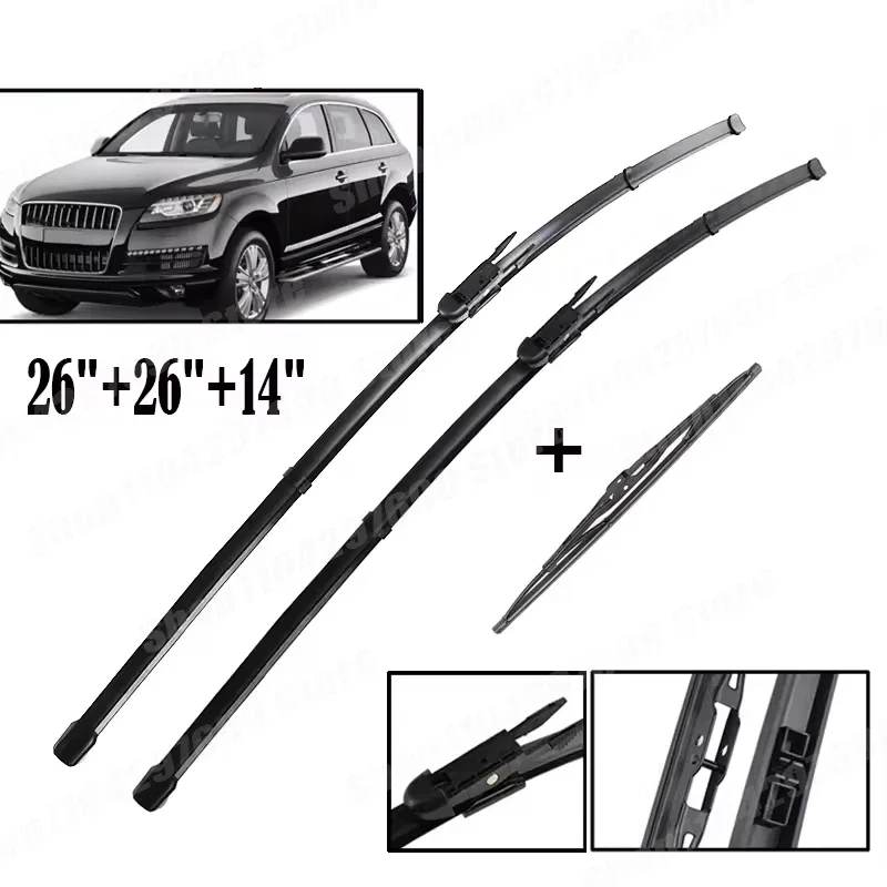 Wiper Front & Rear Wiper Blades Set For Audi Q7 4L 2006 - 2015 Windshield Windscreen Window Brushes 26"+26"+14"
Wiper Front & Rear Wiper Blades Set For Audi Q7 4L 2006 - 2015 Windshield Windscreen Window Brushes 26"+26"+14"