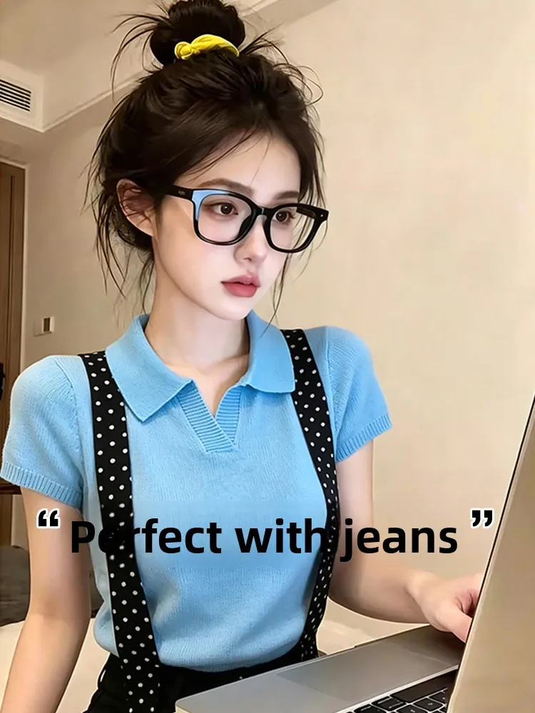 Retro Polka Dot Bow Tie Neck Knitted Shirt Women Summer Outerwear Inner Match Slimming Short Sleeve T-Shirt Top
Retro Polka Dot Bow Tie Neck Knitted Shirt Women Summer Outerwear Inner Match Slimming Short Sleeve T-Shirt Top