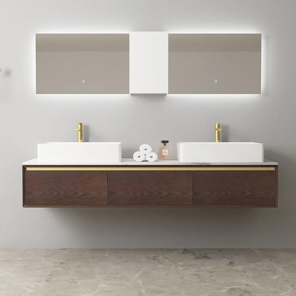 Modern Double Sinks Floating Bathroom Cabinets With Concealed Handles
Modern Double Sinks Floating Bathroom Cabinets With Concealed Handles