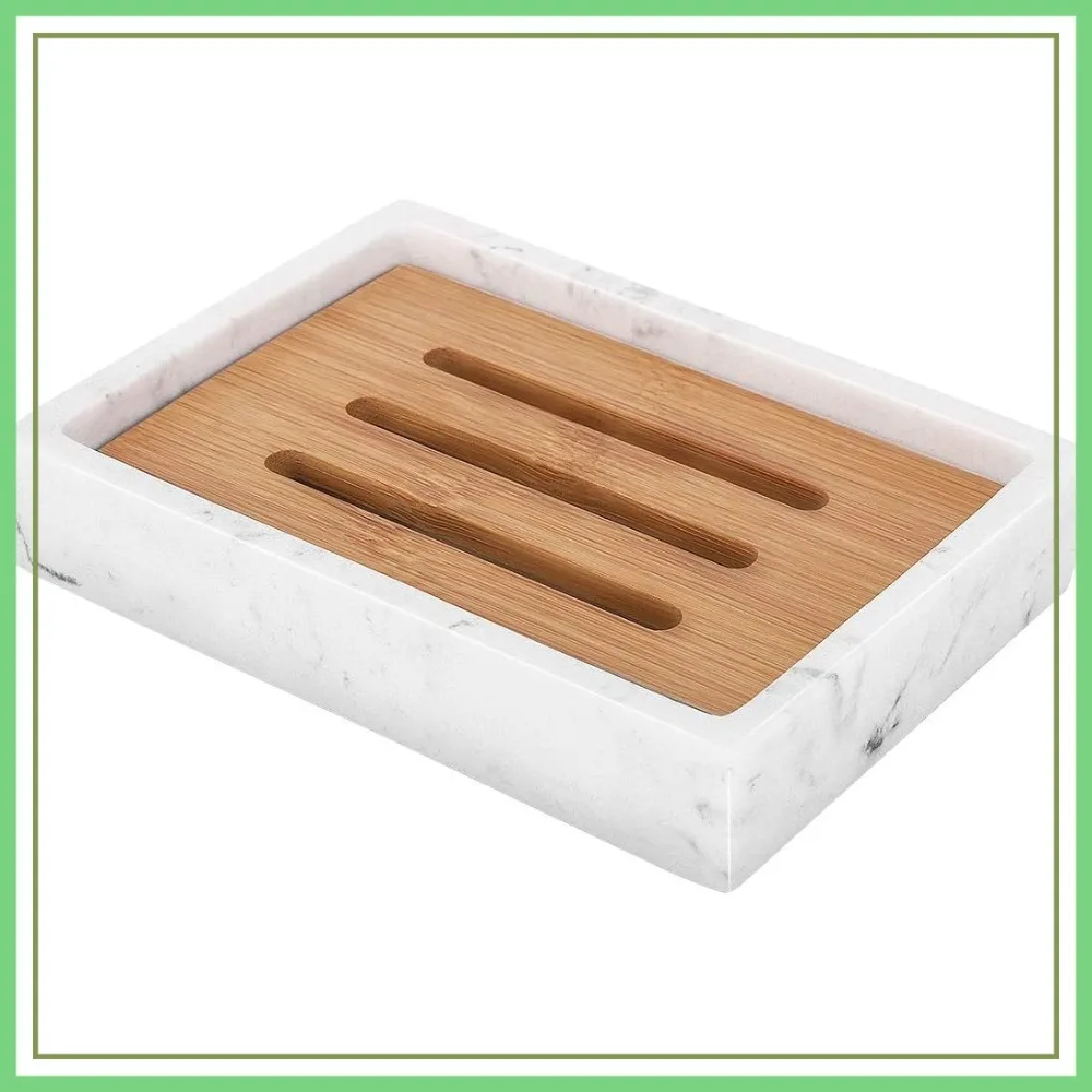 Bamboo Soap Dish with Resin Base, Wooden Drainage Tray for Shower, Bathroom, Kitchen, Gravel White
Bamboo Soap Dish with Resin Base, Wooden Drainage Tray for Shower, Bathroom, Kitchen, Gravel White