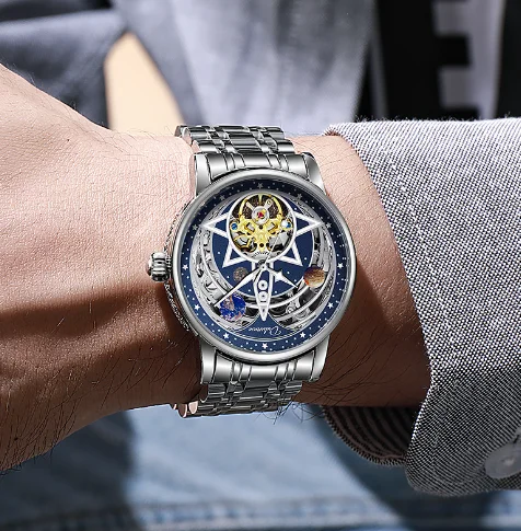 Business Men's Fully Automatic Mechanical Hollow Luminous Watch Mechanical Men's Waterproof Starry Sky Galaxy Leisure Watch
Business Men's Fully Automatic Mechanical Hollow Luminous Watch Mechanical Men's Waterproof Starry Sky Galaxy Leisure Watch