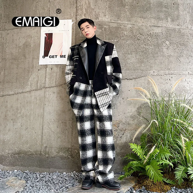 Men Autumn Winter Wool Splice Plaid Loose Casual Vintage Fashion Blazers Suit Jacket Male Korean Streetwear Suit Coat Blazers
Men Autumn Winter Wool Splice Plaid Loose Casual Vintage Fashion Blazers Suit Jacket Male Korean Streetwear Suit Coat Blazers