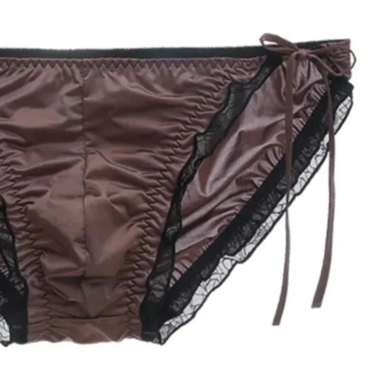 Underwear Sexy Man's Silky Lace Up Bow Lace Trim Lingerie Sexy Bulge Briefs Live Show Dance Panties BF Gift
Underwear Sexy Man's Silky Lace Up Bow Lace Trim Lingerie Sexy Bulge Briefs Live Show Dance Panties BF Gift