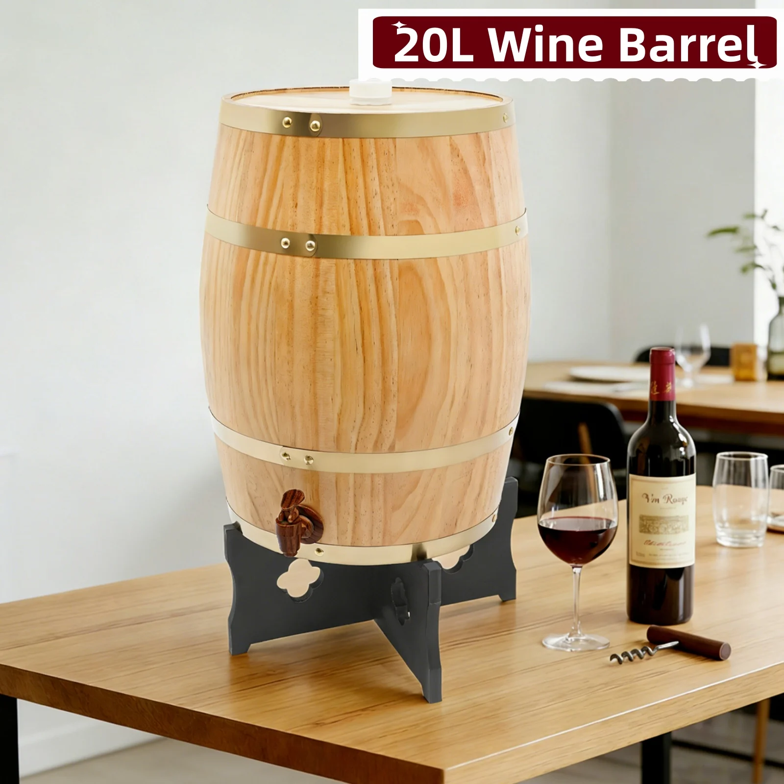 20L Wine Barrel with Stand and Faucet Wood Whiskey and Wine Container for Home Wine Cellar Home Decor Hotel Vintage Coffee Barrel
20L Wine Barrel with Stand and Faucet Wood Whiskey and Wine Container for Home Wine Cellar Home Decor Hotel Vintage Coffee Barrel