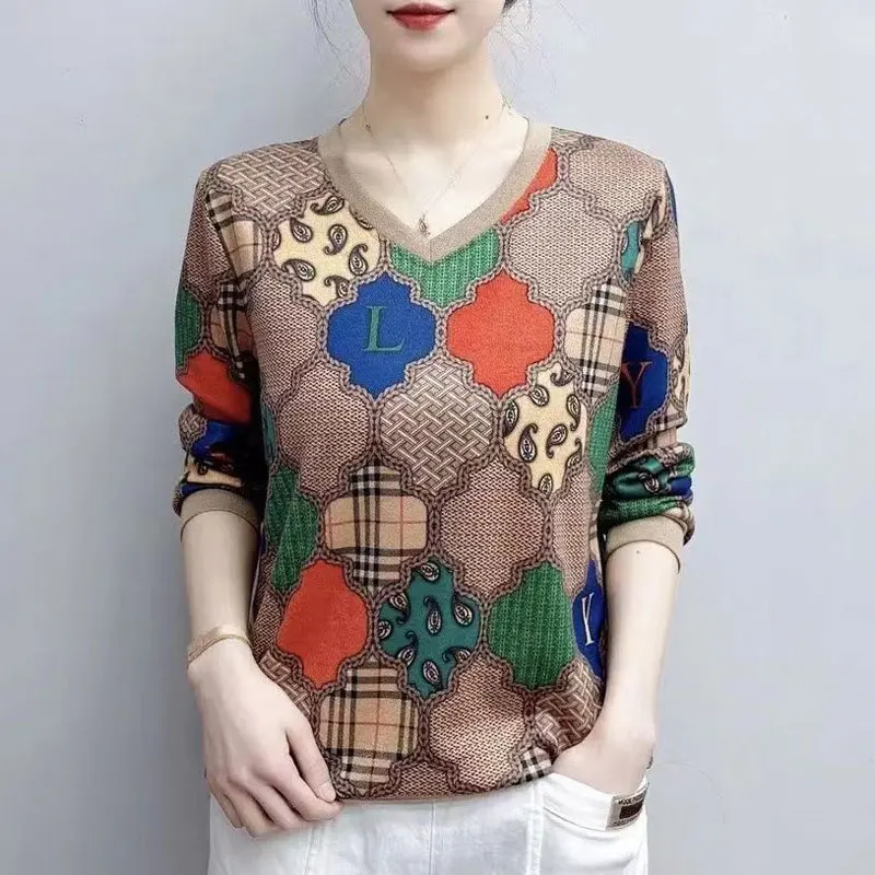 Fashion Vintage Plaid Patchwork Knitted T-shirt Female Clothing Casual V-Neck Commute Spring Autumn Loose Long Sleeve Pullovers
Fashion Vintage Plaid Patchwork Knitted T-shirt Female Clothing Casual V-Neck Commute Spring Autumn Loose Long Sleeve Pullovers