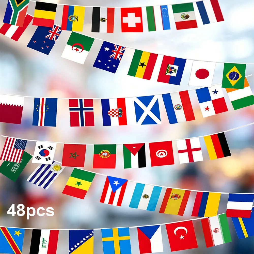 48pcs Party Banner Bunting Flags, Countries String Flags football Colorful World Flag– International Bunting for Celebrations
48pcs Party Banner Bunting Flags, Countries String Flags football Colorful World Flag– International Bunting for Celebrations