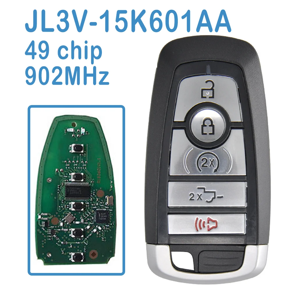 JL3V-15K601AA Auto Smart Remote 4+1 Buttons 902MHz ID49 Chip Replace Car Key For Ford F150 Raptor 2017 2018
JL3V-15K601AA Auto Smart Remote 4+1 Buttons 902MHz ID49 Chip Replace Car Key For Ford F150 Raptor 2017 2018