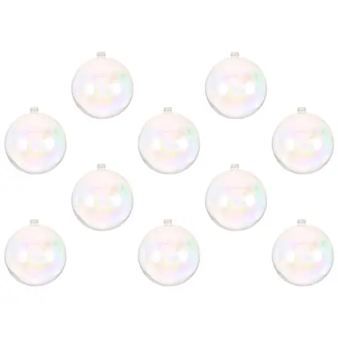 10Pcs Christmas Tree Wishing Balls Clear Iridescent Plastic Fillable Baubles DIY Ornaments Hanging Decorations