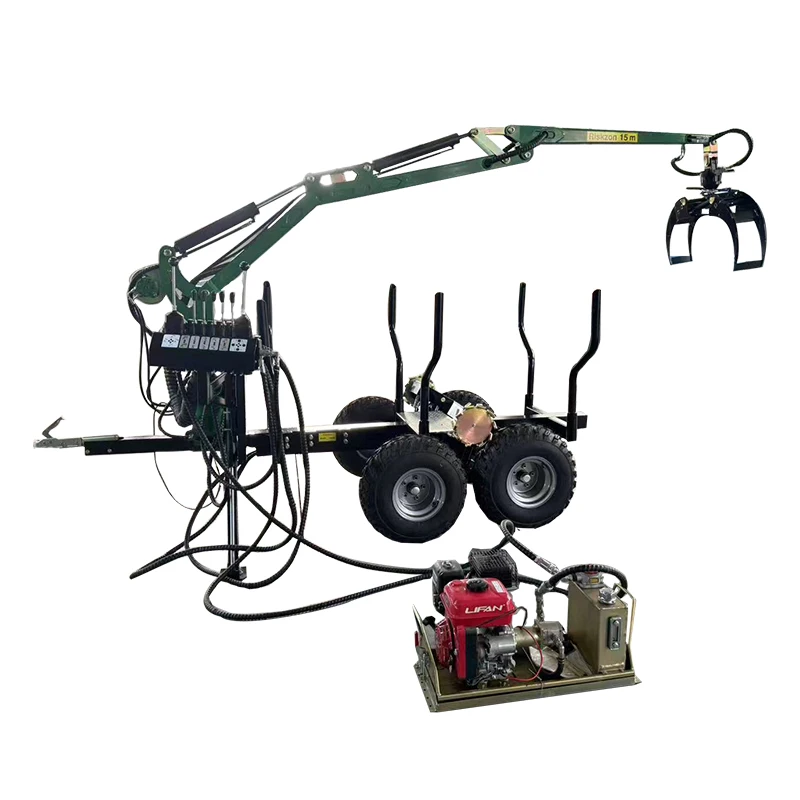 Customized Forestry Machine Log Loader Timber Trailer With Crane Log Grapple ATV Log Trailer With Remote Winch Additional
Customized Forestry Machine Log Loader Timber Trailer With Crane Log Grapple ATV Log Trailer With Remote Winch Additional
