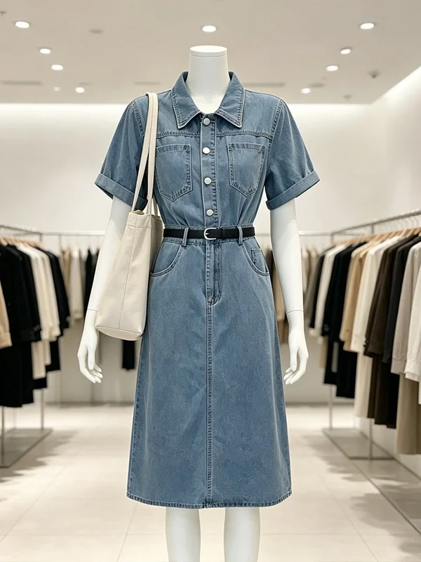 Large Size Women's Fashionable Retro Hong Kong Style Denim Dress Summer New Arrival Physical Store Available Korean Style Com...
Large Size Women's Fashionable Retro Hong Kong Style Denim Dress Summer New Arrival Physical Store Available Korean Style Com...