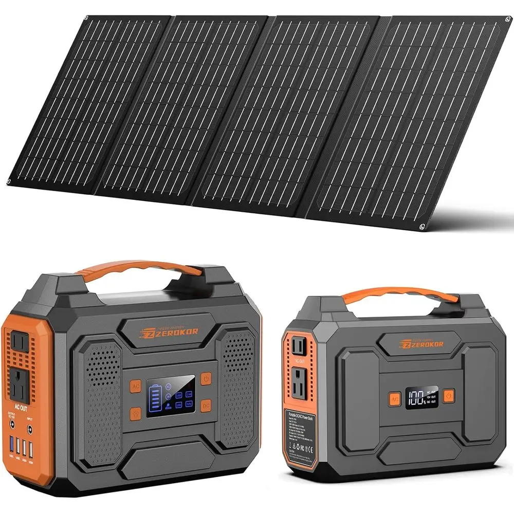 300W Portable Power Station with 40W Solar Panel, 110V AC Outlet, 100W for Camping, Outdoor, and Emergency Home Power
300W Portable Power Station with 40W Solar Panel, 110V AC Outlet, 100W for Camping, Outdoor, and Emergency Home Power