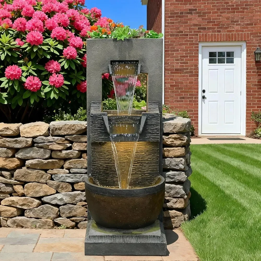 39 H Modern Indoor Fountain with LED Lights and Pump, 3-Tier Standing Cascading Waterfall, Modern Design for Garden/Patio/Yard
39 H Modern Indoor Fountain with LED Lights and Pump, 3-Tier Standing Cascading Waterfall, Modern Design for Garden/Patio/Yard