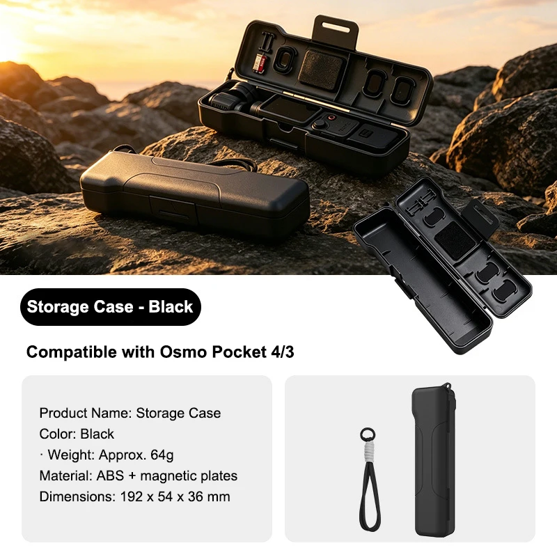 Hard Carrying Case for DJI Osmo Pocket 4/3 with Magnetic Filter Holder for 3 Filters Dual SD Card Slots Shockproof Anti Scratch
Hard Carrying Case for DJI Osmo Pocket 4/3 with Magnetic Filter Holder for 3 Filters Dual SD Card Slots Shockproof Anti Scratch