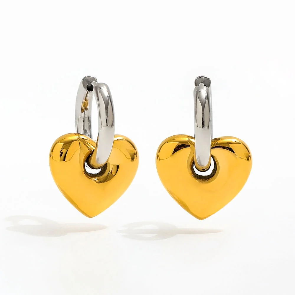 Joolim Jewelry High Quality PVD Wholesale Fashion Two-tone Love Peach Heart Dangle Huggie Stainless Steel Earring for Women 
Joolim Jewelry High Quality PVD Wholesale Fashion Two-tone Love Peach Heart Dangle Huggie Stainless Steel Earring for Women