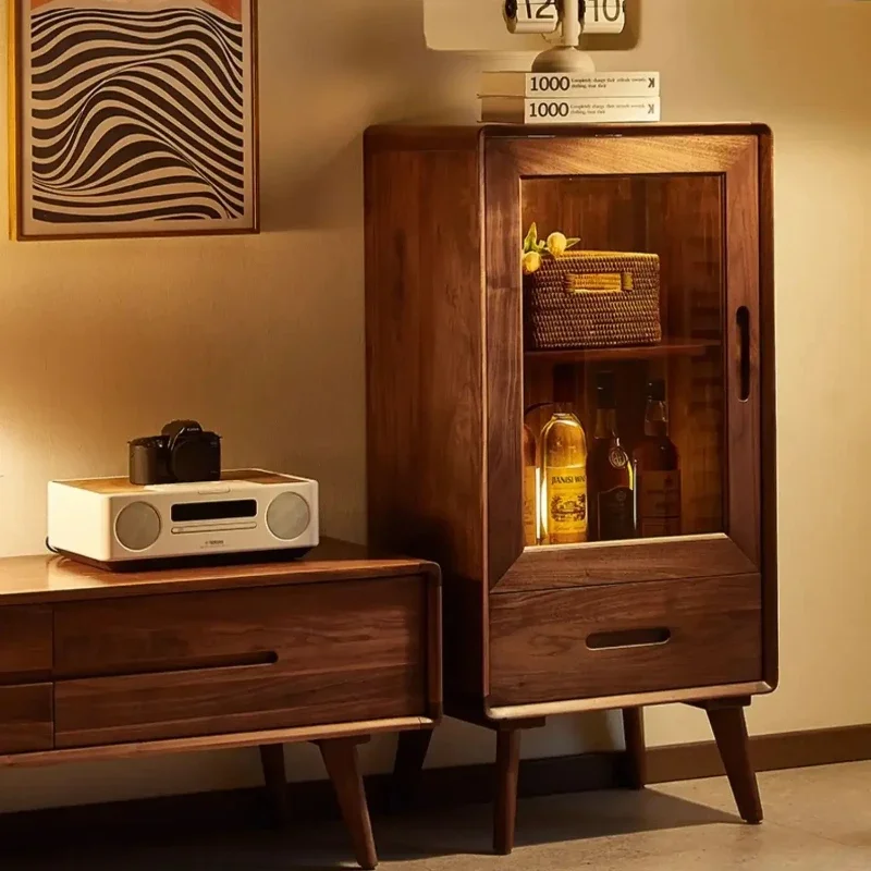 B black walnut wine cabinet Nordic simple living room solid wood wall storage low cabinet
B black walnut wine cabinet Nordic simple living room solid wood wall storage low cabinet