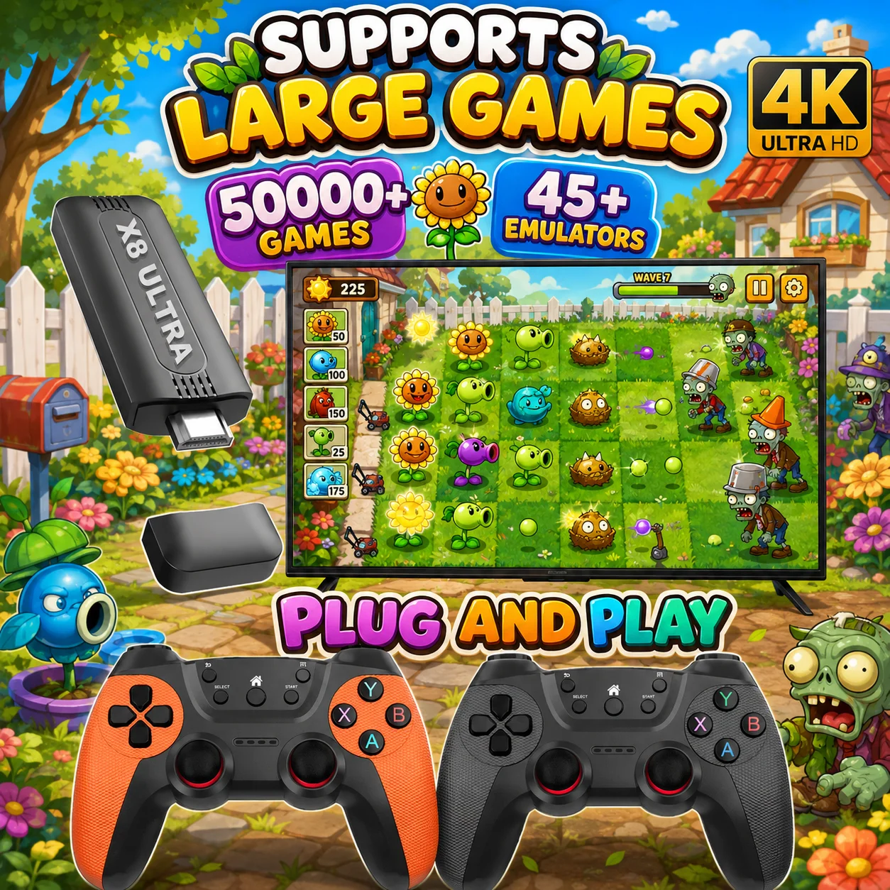 X8 Ultra Wireless Game Stick 128GB 50000+ Games Retro Gaming Console 45+ Emulators 4K HD Plug and Play for TV
X8 Ultra Wireless Game Stick 128GB 50000+ Games Retro Gaming Console 45+ Emulators 4K HD Plug and Play for TV