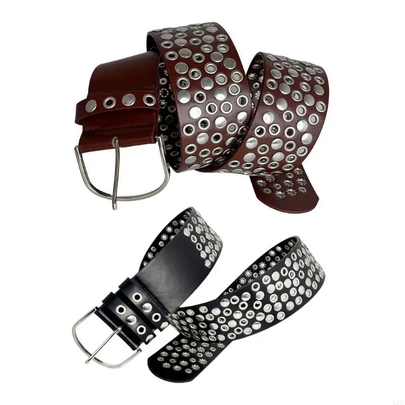 L5YC Gothic Punk Metal Studs Belt Adjustable Waistband for Jeans Decoration and Stage Costumes Faux Leather Waist Girdle
L5YC Gothic Punk Metal Studs Belt Adjustable Waistband for Jeans Decoration and Stage Costumes Faux Leather Waist Girdle