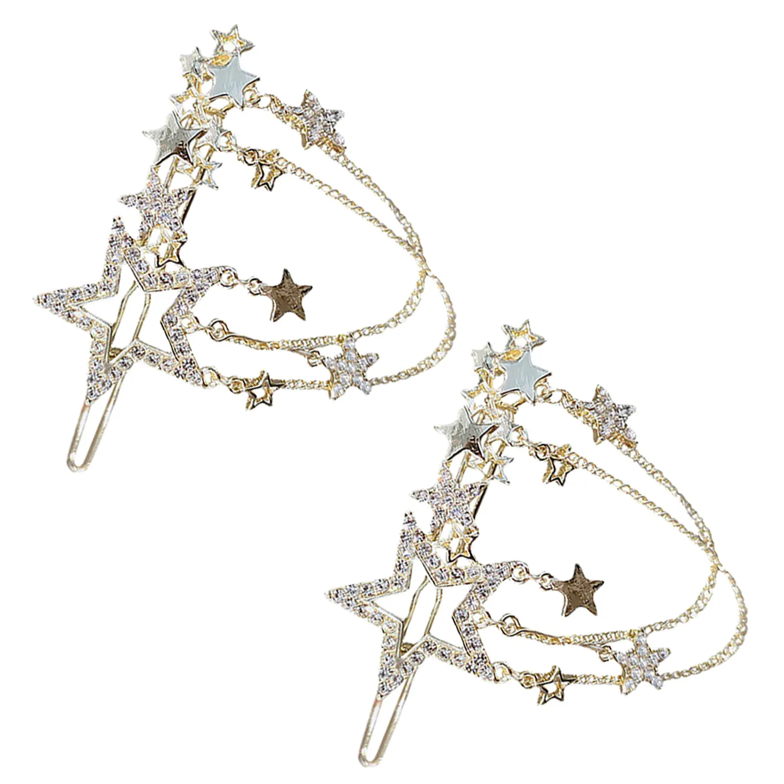 2Pcs Stars Hair Clip Rhinestone Tassels Hairpins Elegant Headdress Side Clip Hair Accessory for Party Wedding Daily
2Pcs Stars Hair Clip Rhinestone Tassels Hairpins Elegant Headdress Side Clip Hair Accessory for Party Wedding Daily