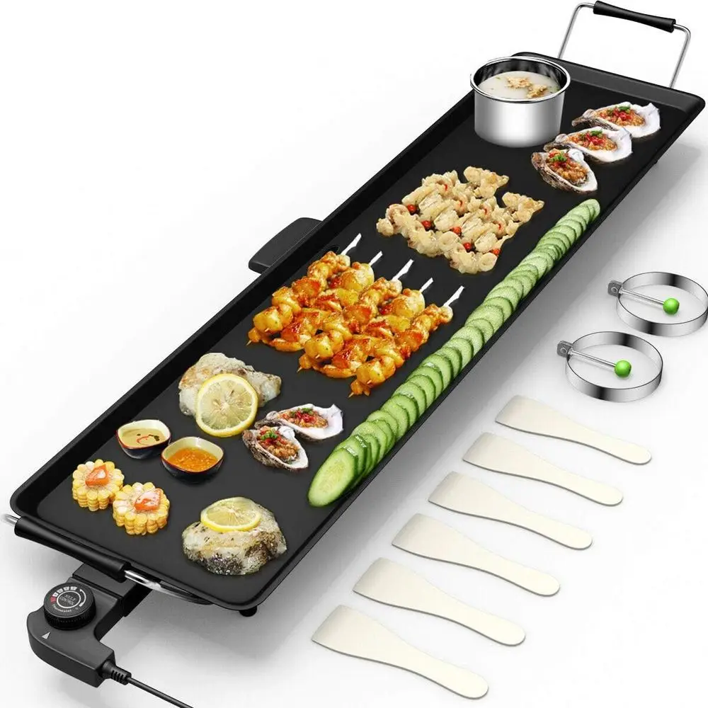 35-Inch Nonstick Electric Teppanyaki Griddle, Large Indoor/Outdoor Cooking Plate with Adjustable Heat and Drip Tray, 2000W
35-Inch Nonstick Electric Teppanyaki Griddle, Large Indoor/Outdoor Cooking Plate with Adjustable Heat and Drip Tray, 2000W
