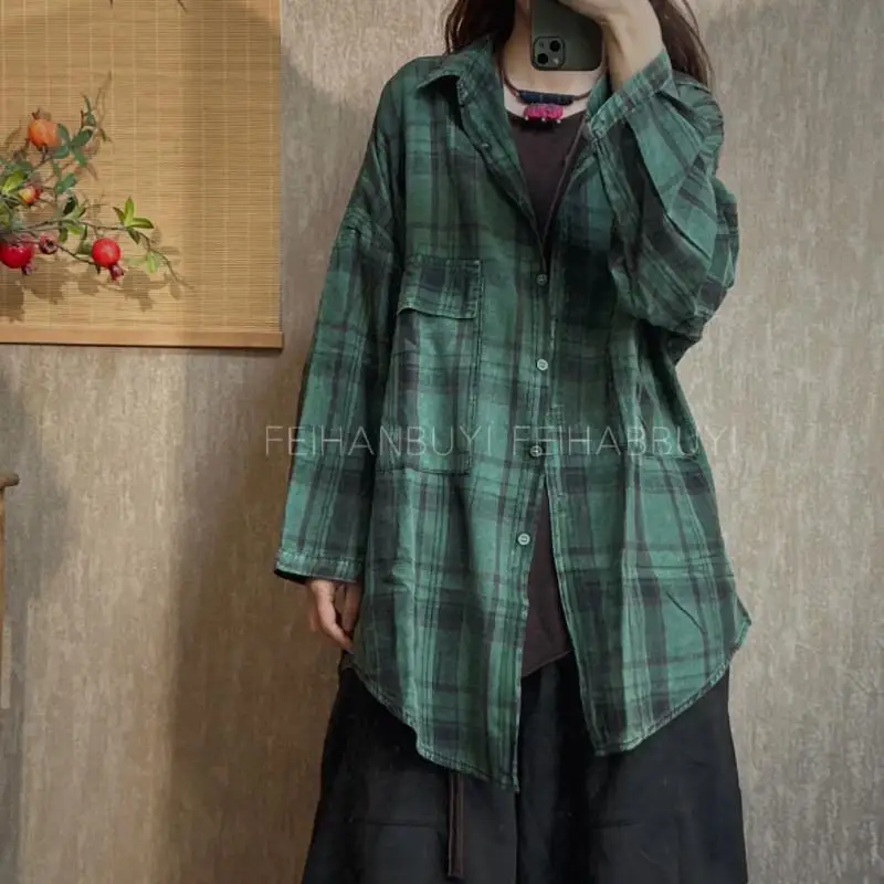 2026 New Spring Arts Style Women Single Breasted Turn-down Collar Mid-length Loose Shirts All-matched Casual Plaid blouse Tops
2026 New Spring Arts Style Women Single Breasted Turn-down Collar Mid-length Loose Shirts All-matched Casual Plaid blouse Tops