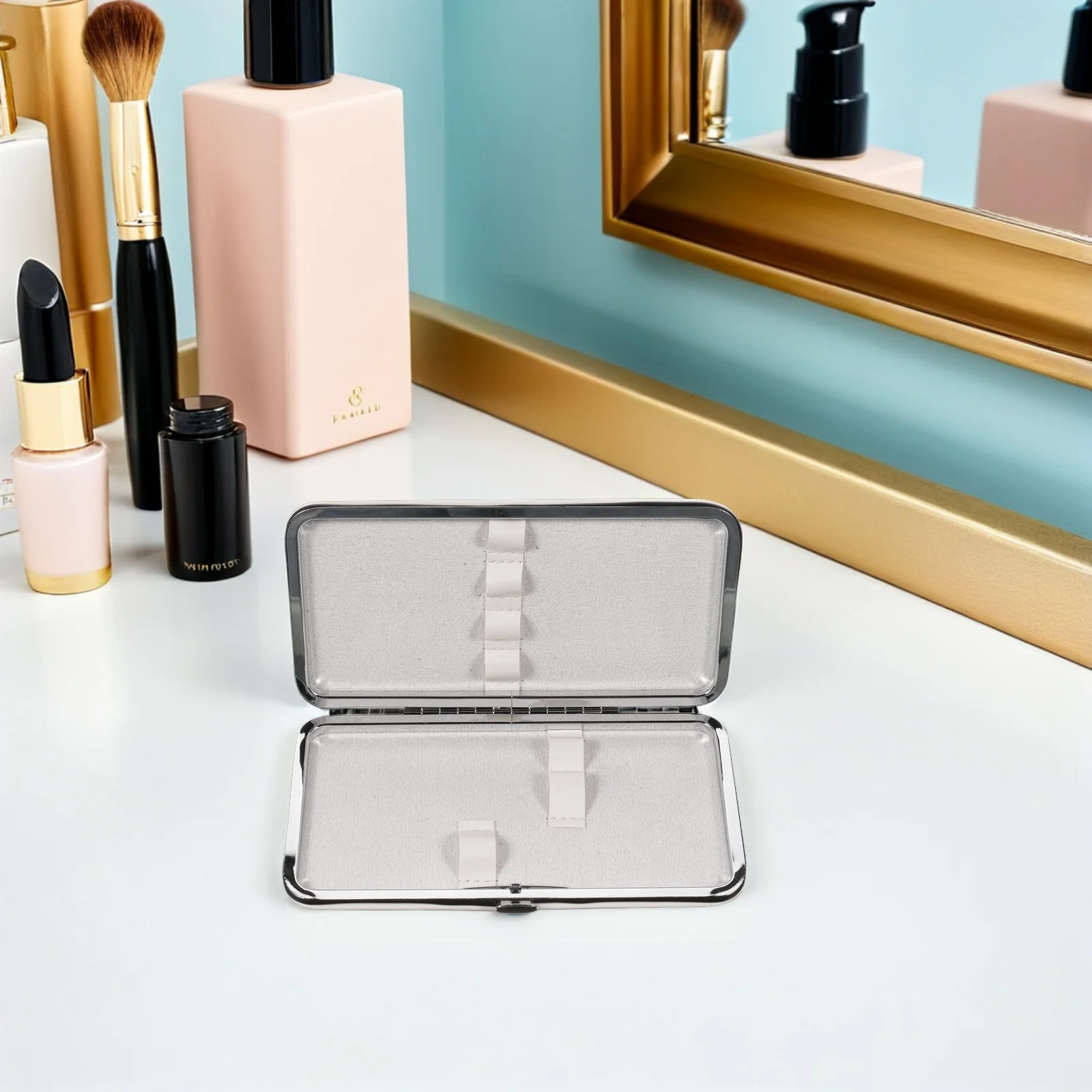 Eyelash Tweezers Organizer Case - PU and Metal Makeup Tool Storage Pouch for Lash Extension Supplies with Multiple Compartments
Eyelash Tweezers Organizer Case - PU and Metal Makeup Tool Storage Pouch for Lash Extension Supplies with Multiple Compartments