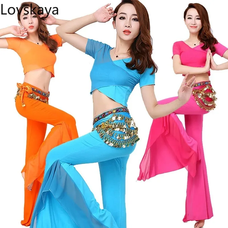 new Belly dance costume sexy gauze sleeves top gauze pants 2pcs women costume exercie set high quality
new Belly dance costume sexy gauze sleeves top gauze pants 2pcs women costume exercie set high quality