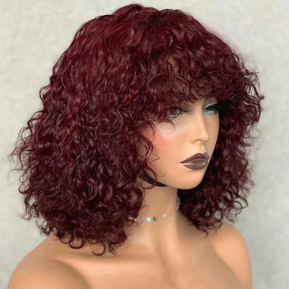 Burgundy Curly Human Hair Wigs with Bangs Wear And Go Glueless Short Bob Curly None Lace Front Human Hair Wigs For Black Women
Burgundy Curly Human Hair Wigs with Bangs Wear And Go Glueless Short Bob Curly None Lace Front Human Hair Wigs For Black Women