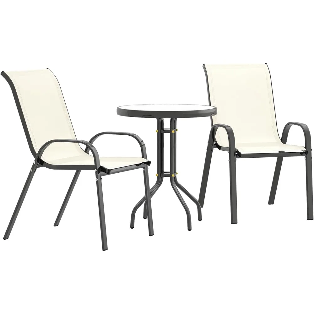 Small Patio Set with Stackable Mesh Chairs and Glass Top Table, High Back Patio Furniture Set for Backyard, Balcony, Garden
Small Patio Set with Stackable Mesh Chairs and Glass Top Table, High Back Patio Furniture Set for Backyard, Balcony, Garden