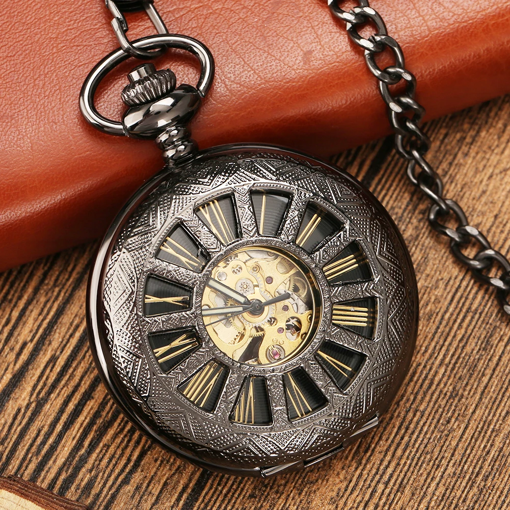 Luxury Golden Roman Numeral Dial Mechanical Pocket Watch Openwork Obscure Lines Case Auto Winding Vintage Pendant Clocks Male
Luxury Golden Roman Numeral Dial Mechanical Pocket Watch Openwork Obscure Lines Case Auto Winding Vintage Pendant Clocks Male