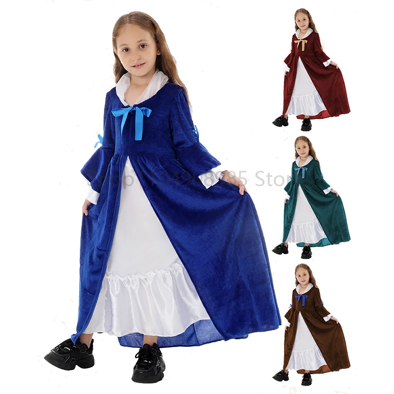 Red Renaissance Halloween Fancy Dress Up Blue Girls Colonial Era Dress Green Children Medieval Princess Costume
Red Renaissance Halloween Fancy Dress Up Blue Girls Colonial Era Dress Green Children Medieval Princess Costume