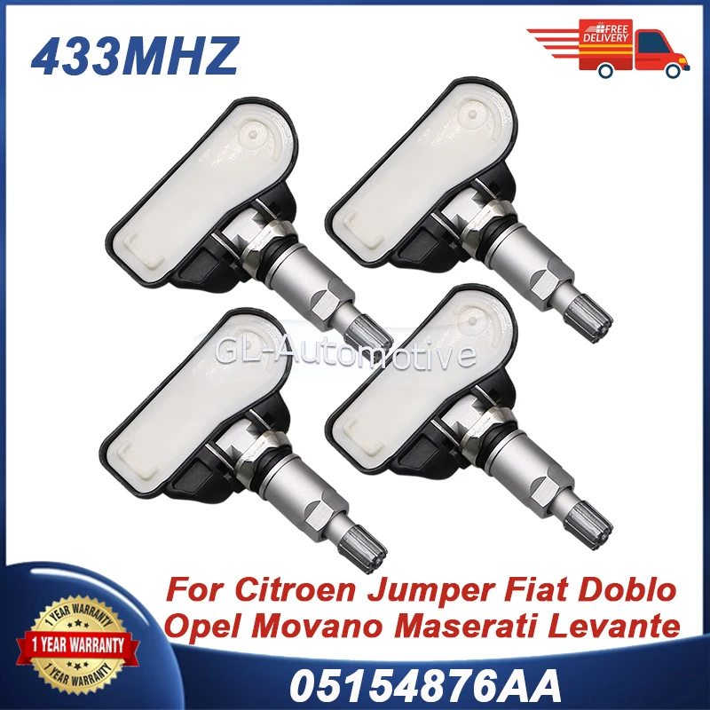 4PCS 05154876AA 433MHZ TPMS sensor Tire pressure sensor For Opel Movano Citroen Jumper Fiat Ducato Maserati Levante
4PCS 05154876AA 433MHZ TPMS sensor Tire pressure sensor For Opel Movano Citroen Jumper Fiat Ducato Maserati Levante