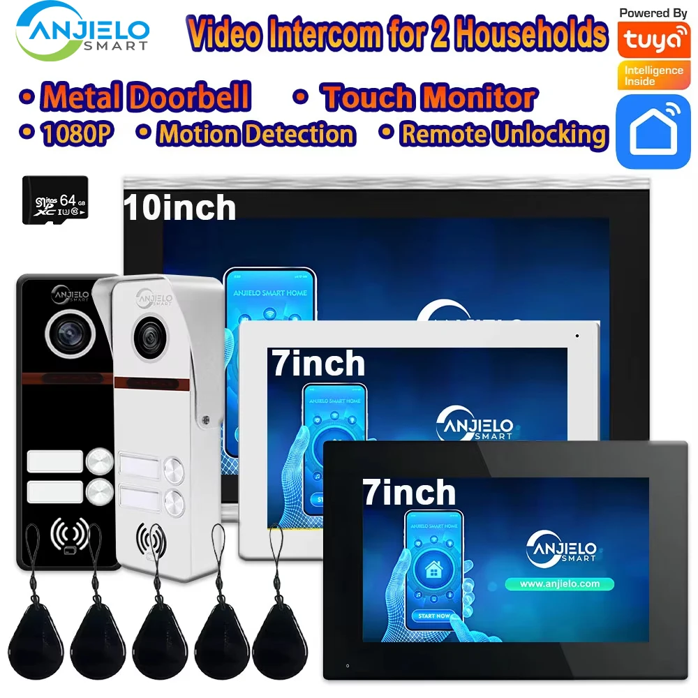 Система видеодомофона Anjielo для 2 квартир, умный дом Tuya, камера 1080P, сенсорный монитор 7/10 дюймов
Система видеодомофона Anjielo для 2 квартир, умный дом Tuya, камера 1080P, сенсорный монитор 7/10 дюймов